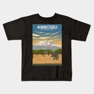 Amboseli National Park Africa Travel Poster Kids T-Shirt